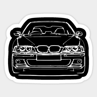 White E39 Car Sketch Art Sticker